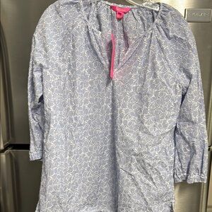 Lilly Pulitzer Blue and White Women's Top